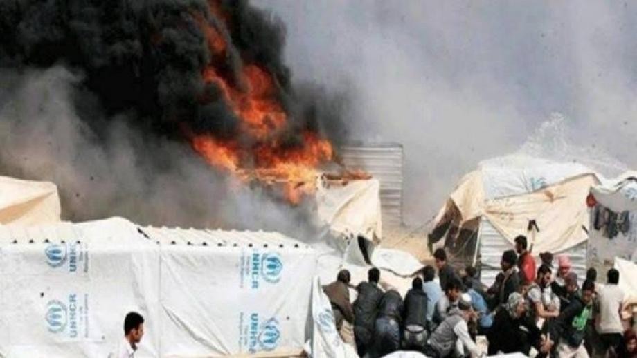 إصابة امرأتين بحريق بمخيم الهو...